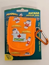 AllerMates MediMates Asthma Inhaler Puffer Clip Case ORANGE School Camp Bag NEW