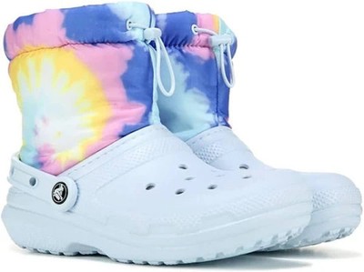 Crocs Classic Lined Neo Puff Comfy Boots  BLUE Men's Size 4/ WOMAN 6 FREE SHIP