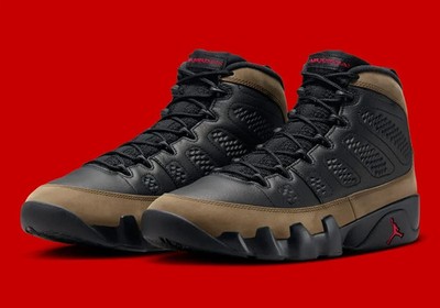 Air Jordan 9 Retro Men's Size 5 Black/True Red-Light Olive HV4794