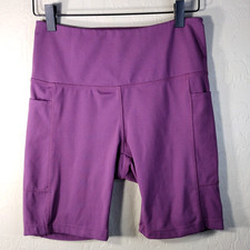 Danskin Athletic Shorts Womens Sz Sml Purple Pockets Yoga Performance Sports