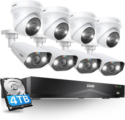 ZOSI 32CH 4K Poe Security Camera System,8Pcs 8MP Indoor Outdoor IP Cameras,Perso