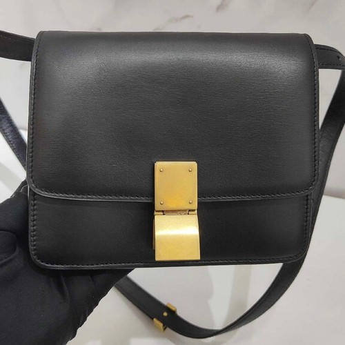 CELINE Classic Box Logo Shoulder Bag Black