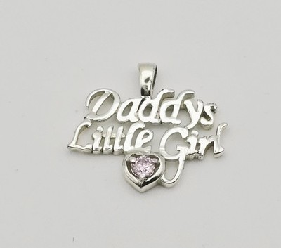 Silver Daddys Little Girl Pendant Pink Heart 925 Beautiful Gift 