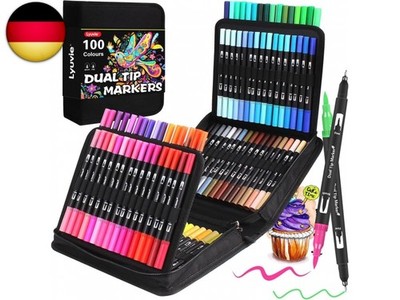 Lyuvie 100 Farben Brush Pen Set, Pinselstifte Aquarel Filzstifte für