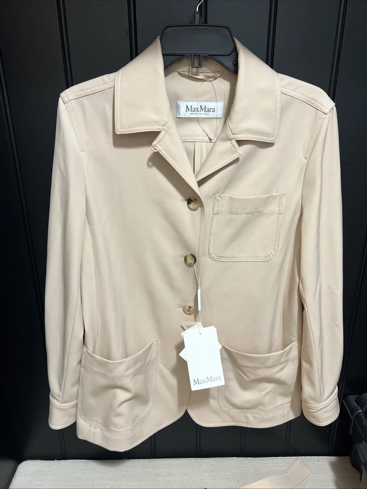 Chaqueta MAX MARA Pulvino $1890 Lana Arena Nueva Talla 40 EE. UU. 6 Italia Cinturón Beige Lux Foto 2 de 4