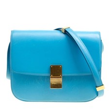 Borsa a tracolla Celine in pelle turchese media classica con scatola