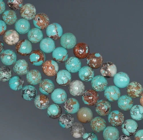 7 - 8MM BONSAI GARDEN CHRYSOTINE GEMSTONE ROUND LOOSE BEADS 16" - Picture 4 of 4