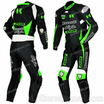 KAWASAKI NINJA Courses Combinaison de Moto en Cuir Moto en Cuir Veste Pantalon - Photo 1/2