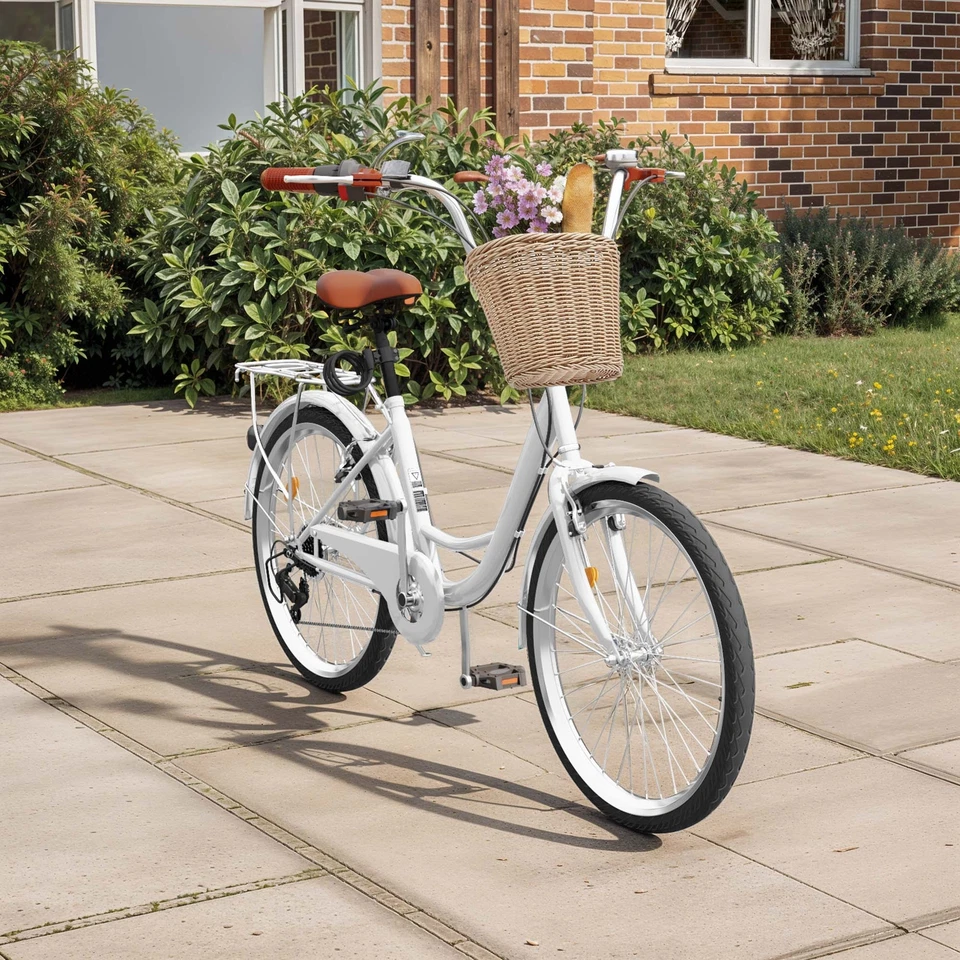 26" Adult Women Cruiser Beach City Bicycle 7 Speed Front Basket Adjustable Seat - Image 2 of 4