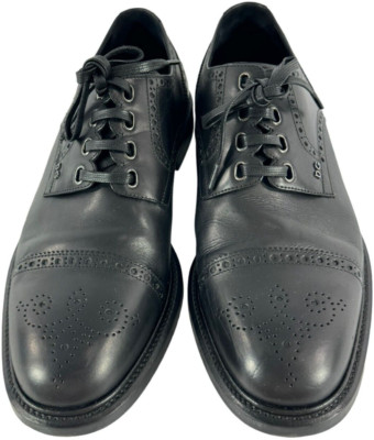 DOLCE & GABBANA Wingtip Black Leather Perforated Men