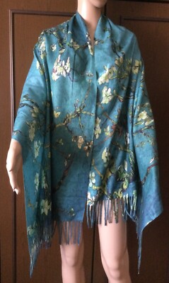 Sehr schöner Wendetuch Damen, blau/bunt, Gr. 190 /74 cm.