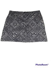 Karen Scott Womens Skorts Black White Paisley Size 16