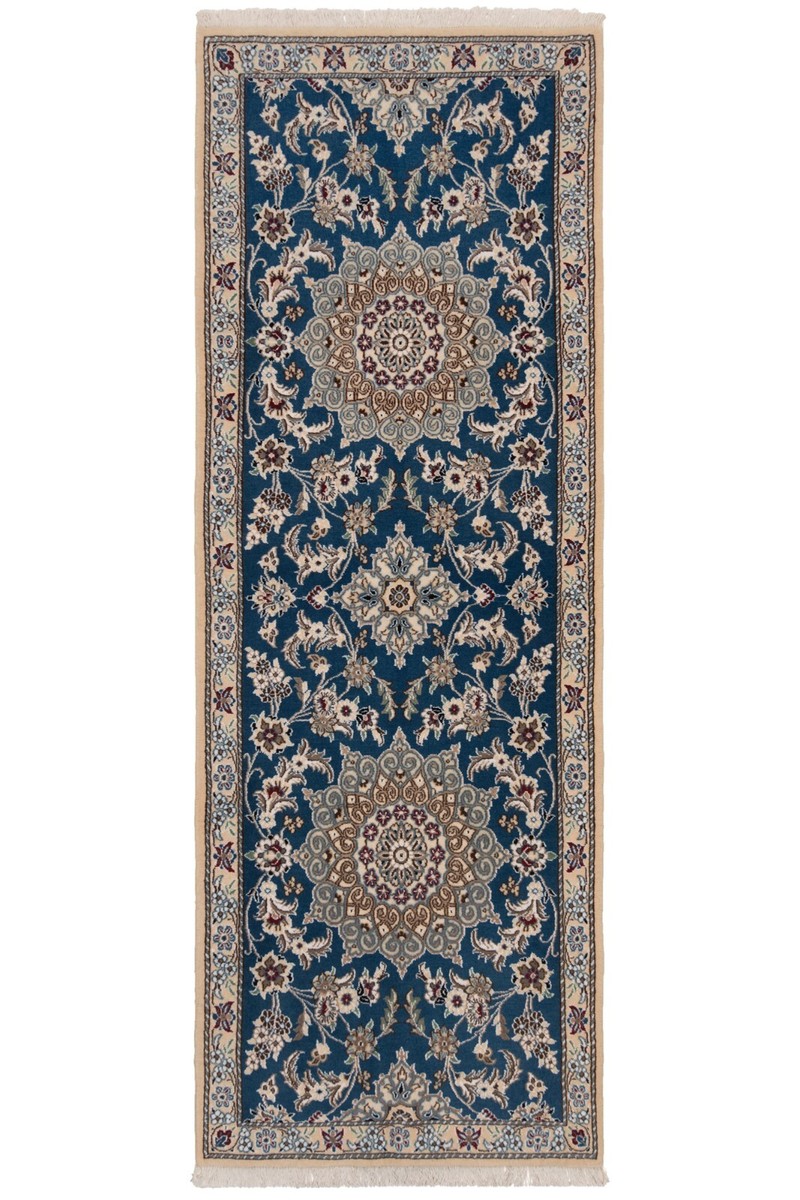 Tapis Persan Nain Fait Main 88x66 Cm – Orientale, Bleu, Fin