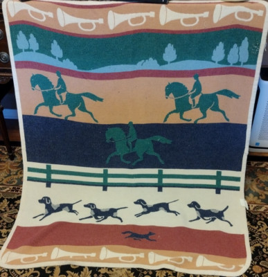 Crown Crafts Equestrian Horse Themed Throw Blanket 47'' x 59''
