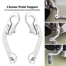 Chrome Long Highway Foot Pegs Pedal Support For Harley Engine Guards 7/8" 1.25"