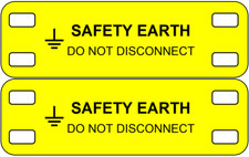 Cable Identification Tag Marker - Safety Earth - Do Not Disconnect - 2 Per Card