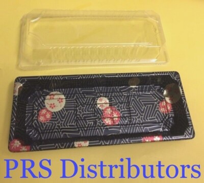 Sushi Tray Japanese pattern + Clear Lids Take-out food Bakery Desert Containers