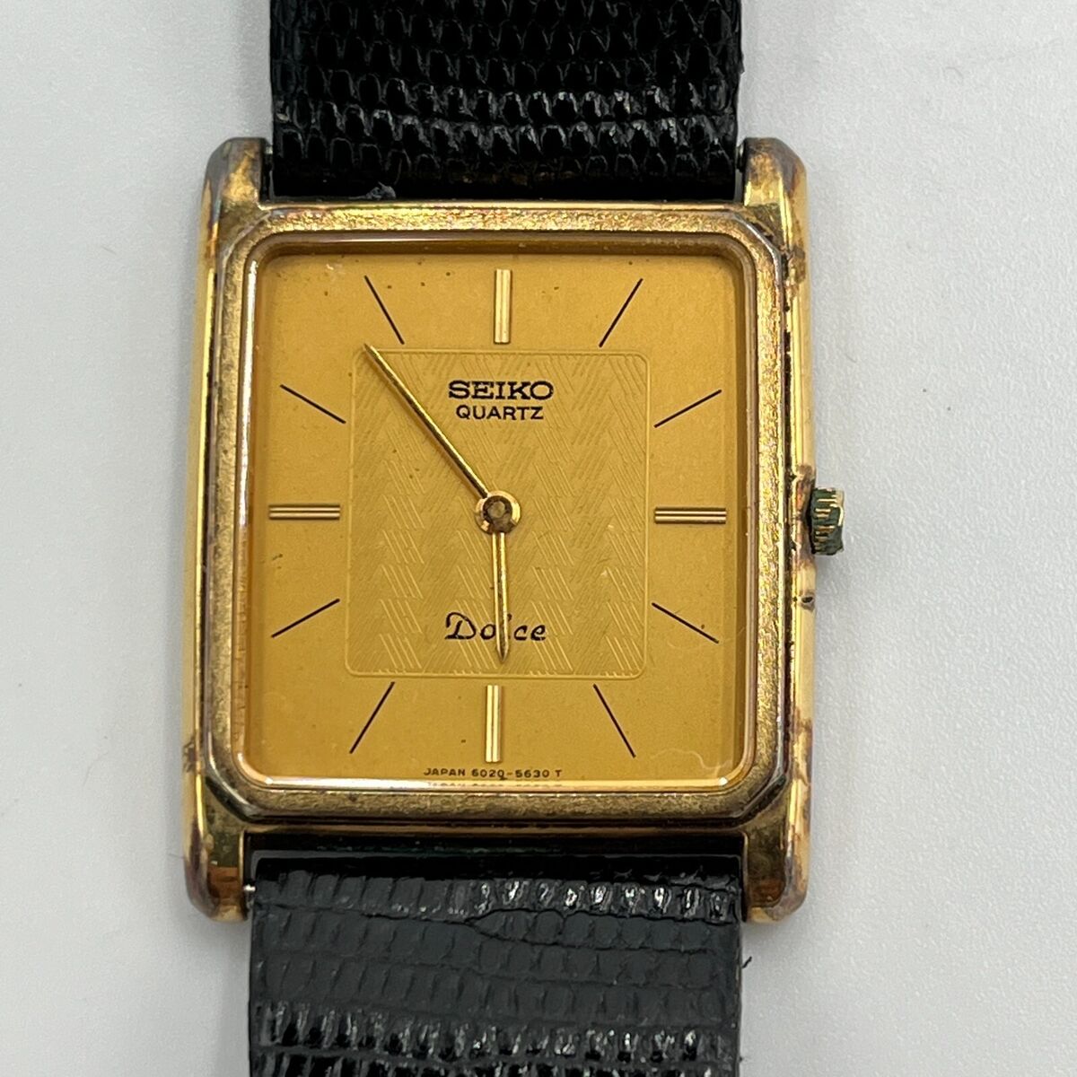 SEIKO 6020-5460 6020-5630 Gold Dial Tank Case 25x25mm Quartz SEIKO 6020-5460 6020-5630 Gold Dial Tank Case 25x25mm Quartz