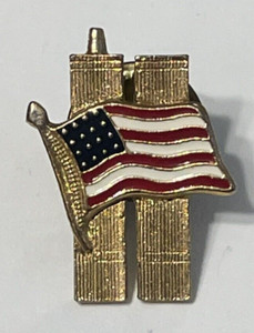 September 11th Remembrance Lapel Pin with Twin Towers & USA Flag
