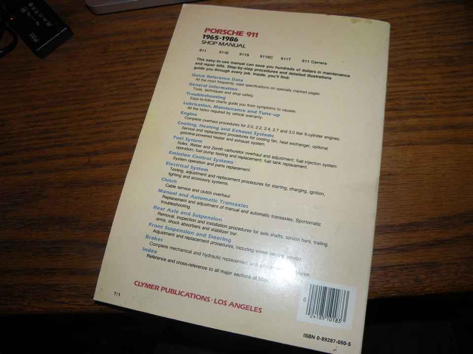 CLYMER PORSCHE 1965-1986 911-912 manual de taller reparación Foto 3 de 4