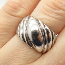 925 Sterling Silver Vintage Ribbed Ring Size 7