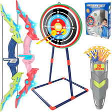Bow and Arrow Set for Kids 4-12 Years Old, LED Light up Archery Toy with 20 Suct