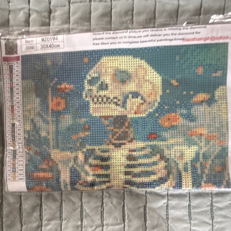 Meothan Diamond Art Kit Skeleton Flowers 30x40cm MZ0194 for Crafting Decoration