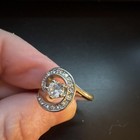 Two-Tone Gold & Silver Swirl Halo Simulated Diamond Cocktail Ring Size 7 — photo 1