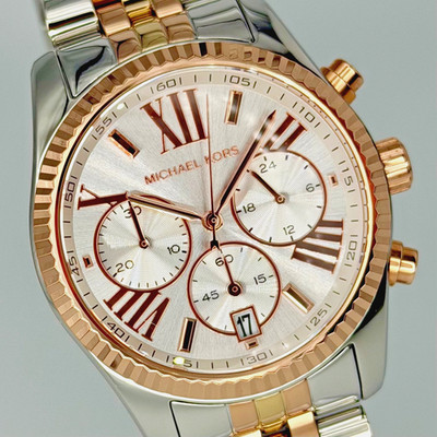 MICHAEL KORS Lexington MK5735 Chronograph Tri-Tone 38mm Silver Dial Wristwatch