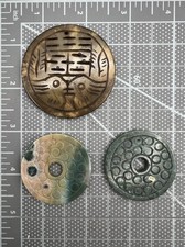 LOT of  1 Nephrite Hand Carved Jade & 2 Jasper Pendants Rust Light Mint