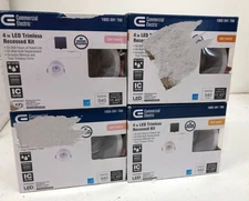 LOT OF 4 Commercial Electric Trimless LED 4 in. Round Canless Recessed Light