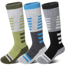 Kids Merino Wool Ski Socks 3 Pairs Boys Girls Thermal Thick Warm Winter Cozy ...