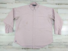Vintage Ralph Lauren Shirt Mens Large Pink Striped Big Oxford Button Down