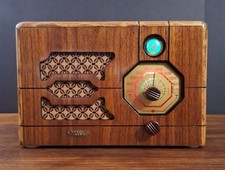 Old Antique Wood Sky King Vintage Tube Radio - Restored & Working w/ Green Eye