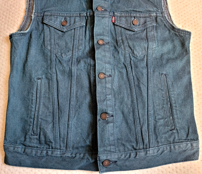 NWT Levis Men's Trucker Cut-off Jean Denim Vest Jacket Dark Teal