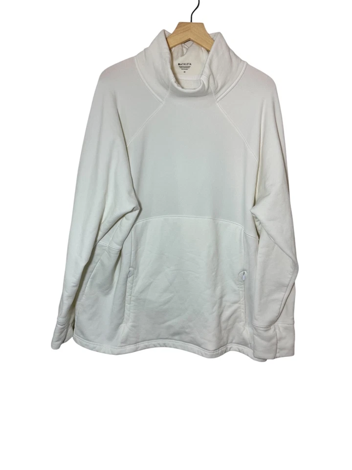 Athleta Polartec Fleece Funnel Neck Pullover 3X White Plus Size Cozy Winter - Image 3 of 4