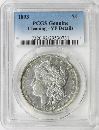 1893 $1 Morgan Dollar PCGS VF Details - Cleaned