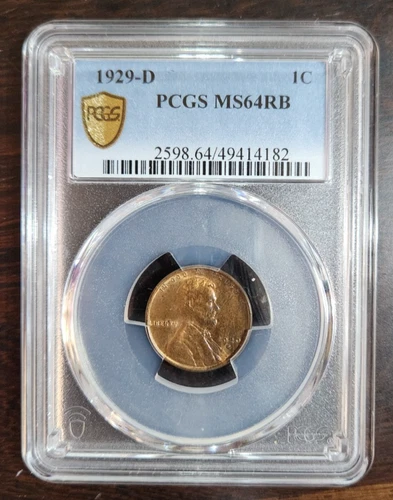 1929-D Lincoln Wheat Cent / Penny - PCGS MS 64 RB - Woody/Wood Grain Alloy Mix!