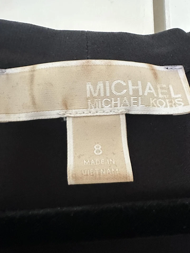 Vestido Michael Michael Kors Mujer 8 Negro Envolvente Maxi Manga Corta Corbata Cintura Tejido Foto 4 de 4