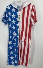 Tipsy Elves USA Short Sleeve Jumpsuit Shorts Patriotic American Flag NWT Sz M