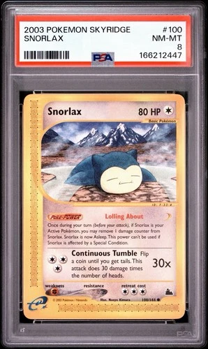 Snorlax 100/144 - Skyridge - REGULAR - Pokémon TCG 2003 WOTC - PSA 8 NM-MT