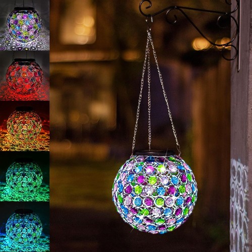 Solar Lantern Hanging Outdoor Christmas Decorative, Dual Color Changing LED