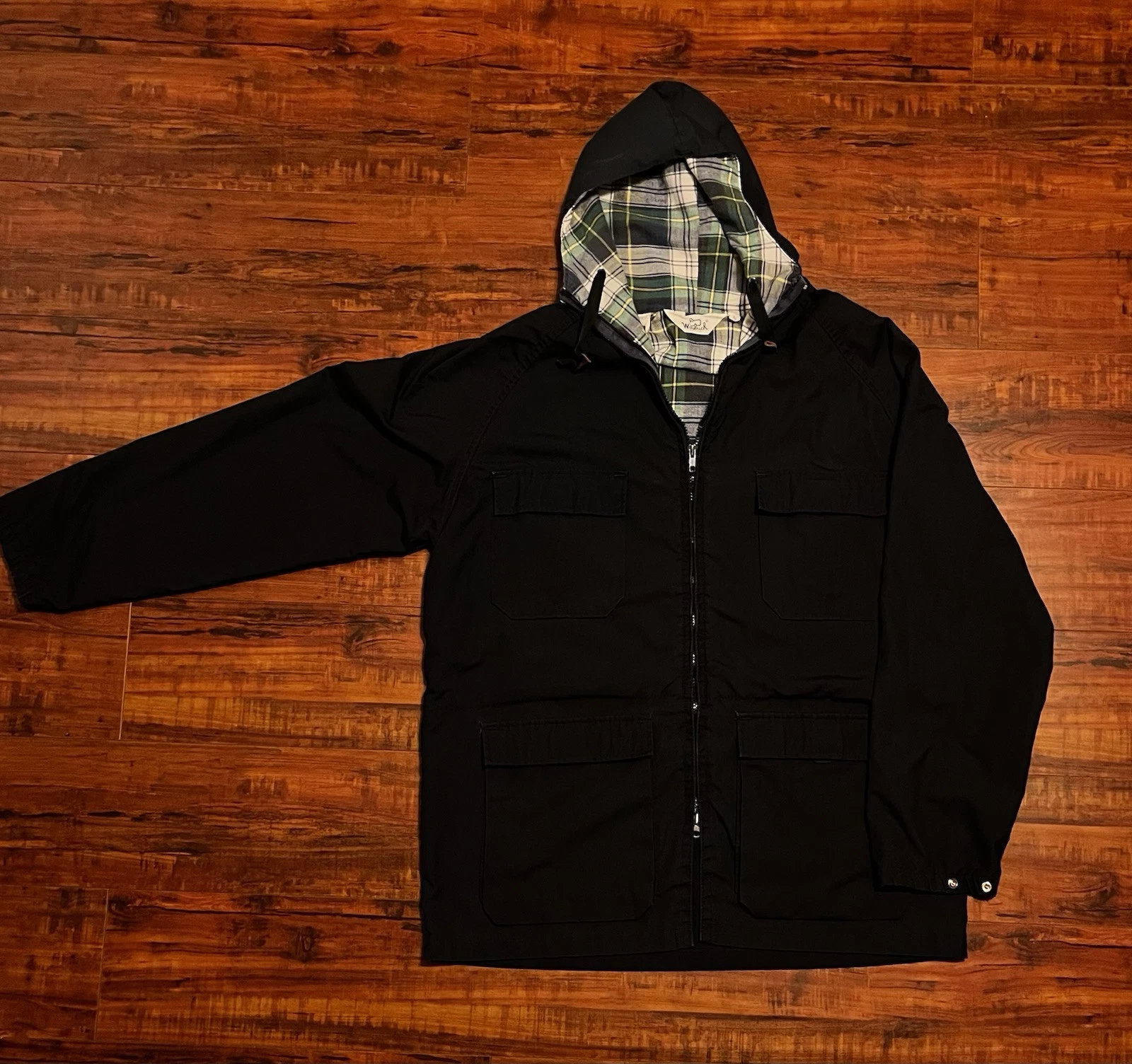 Rare Vintage Woolrich Flannel Lined Rain coat Sz L