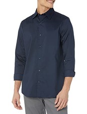 AMAZON ESSENTIALS DRESS SHIRTS, LONG SLEEVE STRETCH, NAVY BLUE, SIZE XL