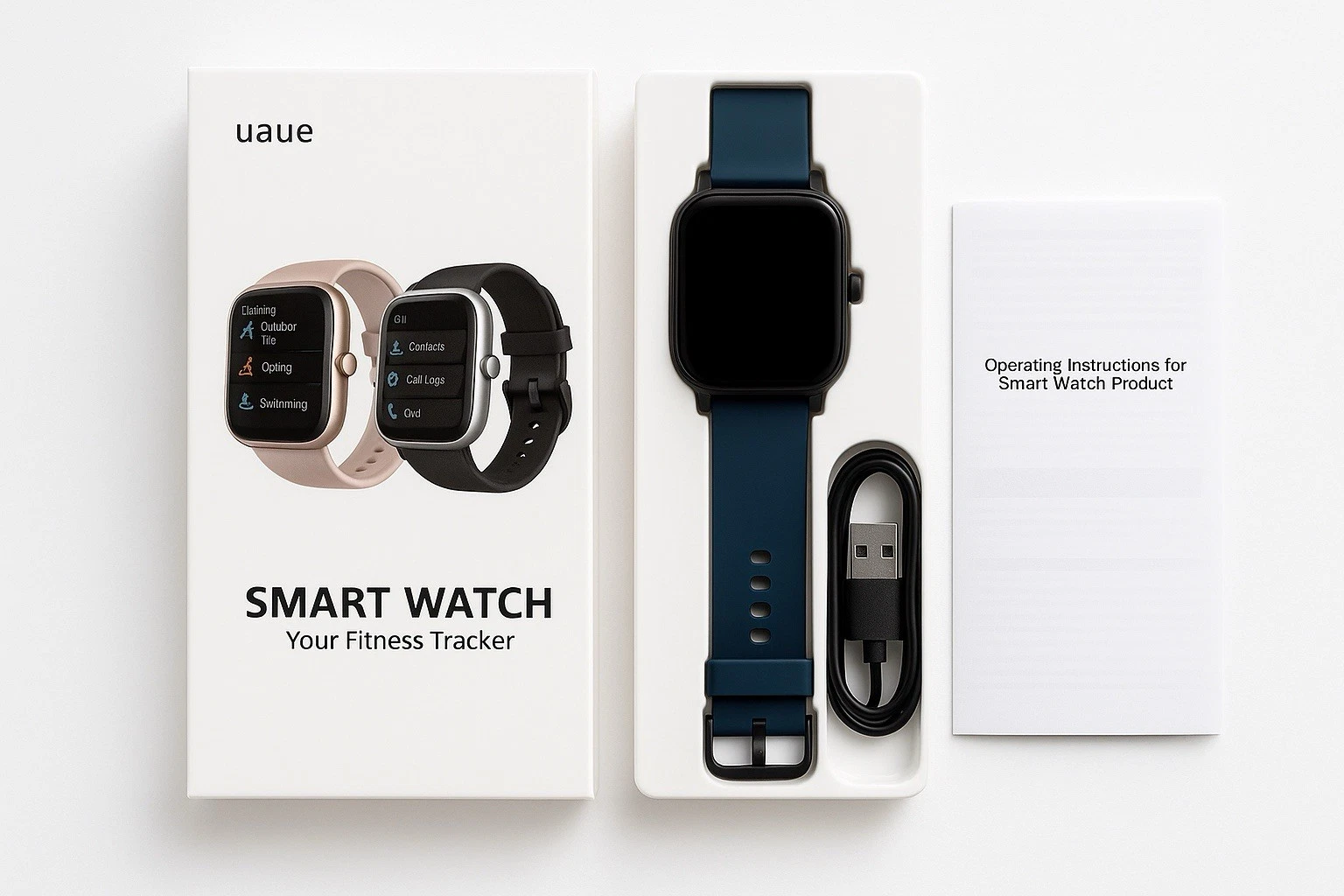 UAUE Smart Watch Fitness Tracker Heart Rate Monitor Bluetooth iOS Android