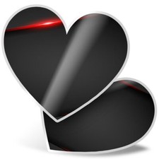 2 x Heart Stickers 15 cm - Cool Black Red Gaming Style #12899