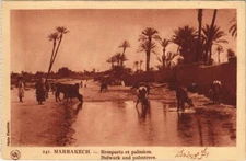 Old postcard Morocco Marrakech ramparts et palms Flandrin (37927)