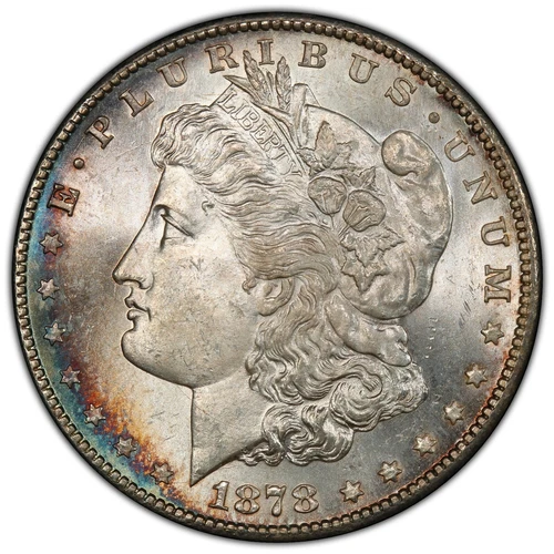 1878-S $1 Morgan Dollar PCGS MS65  -- Nice Deep Blue & Orange Peripheral Toning