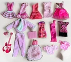 Mixed Barbie Pink Clothing Lot Dresses Tops Guitar Suitcase Set