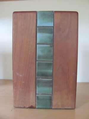 Single Martz Bookend Walnut 6 Tiles Mid-Century Pottery MCM Danish Vintage VG